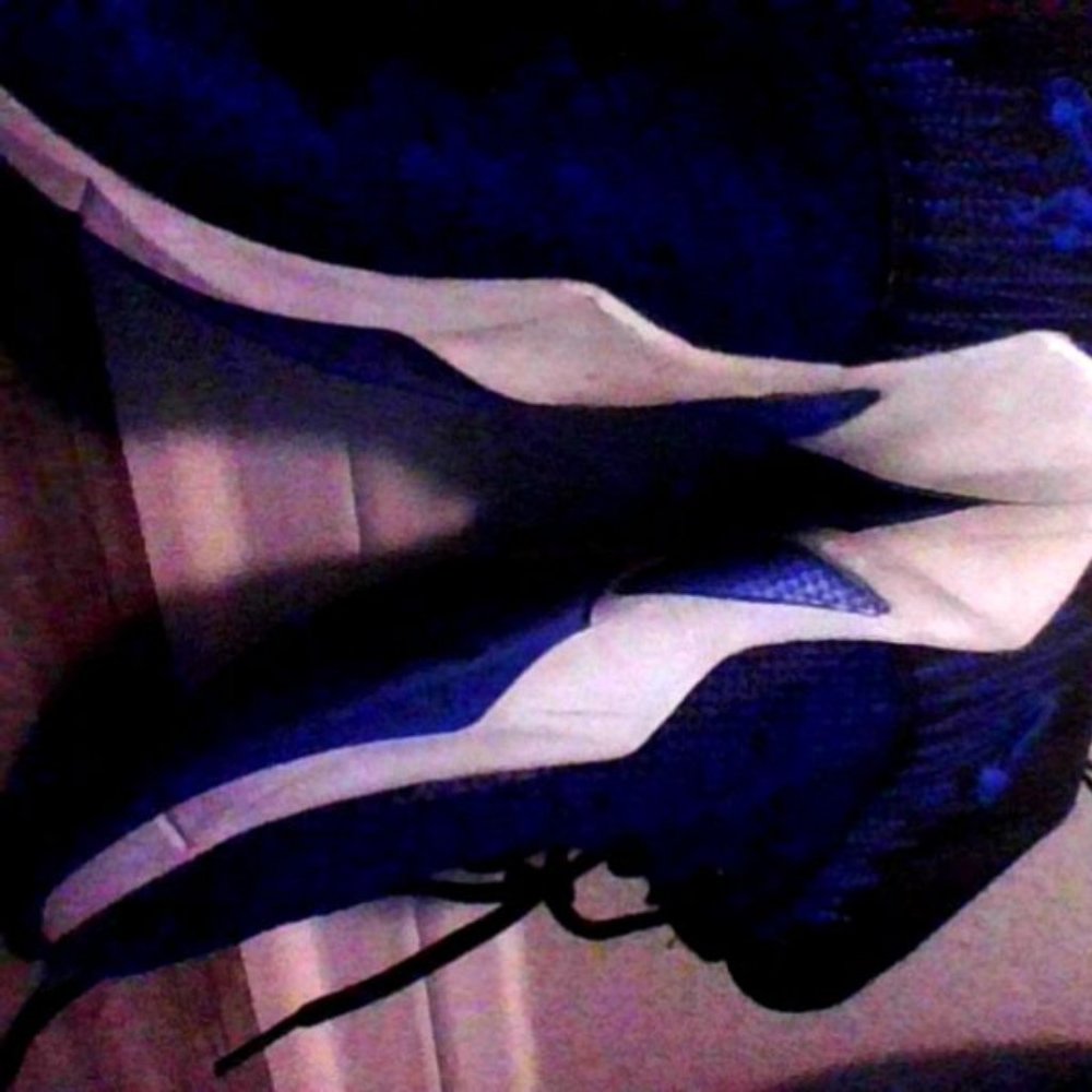 blue and white shoes